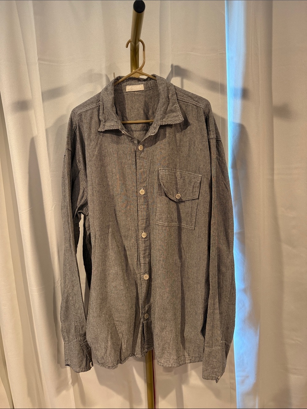 CP SHADES Men's Cotton XXL 2X Casual Button-Up Long Sleeve Shirt Jacket Gray